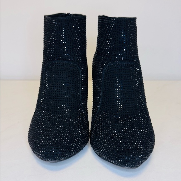 VERY G Splendor Ankle Boot Black Faux Leather Rhinestone Bootie - Picture 7 of 13